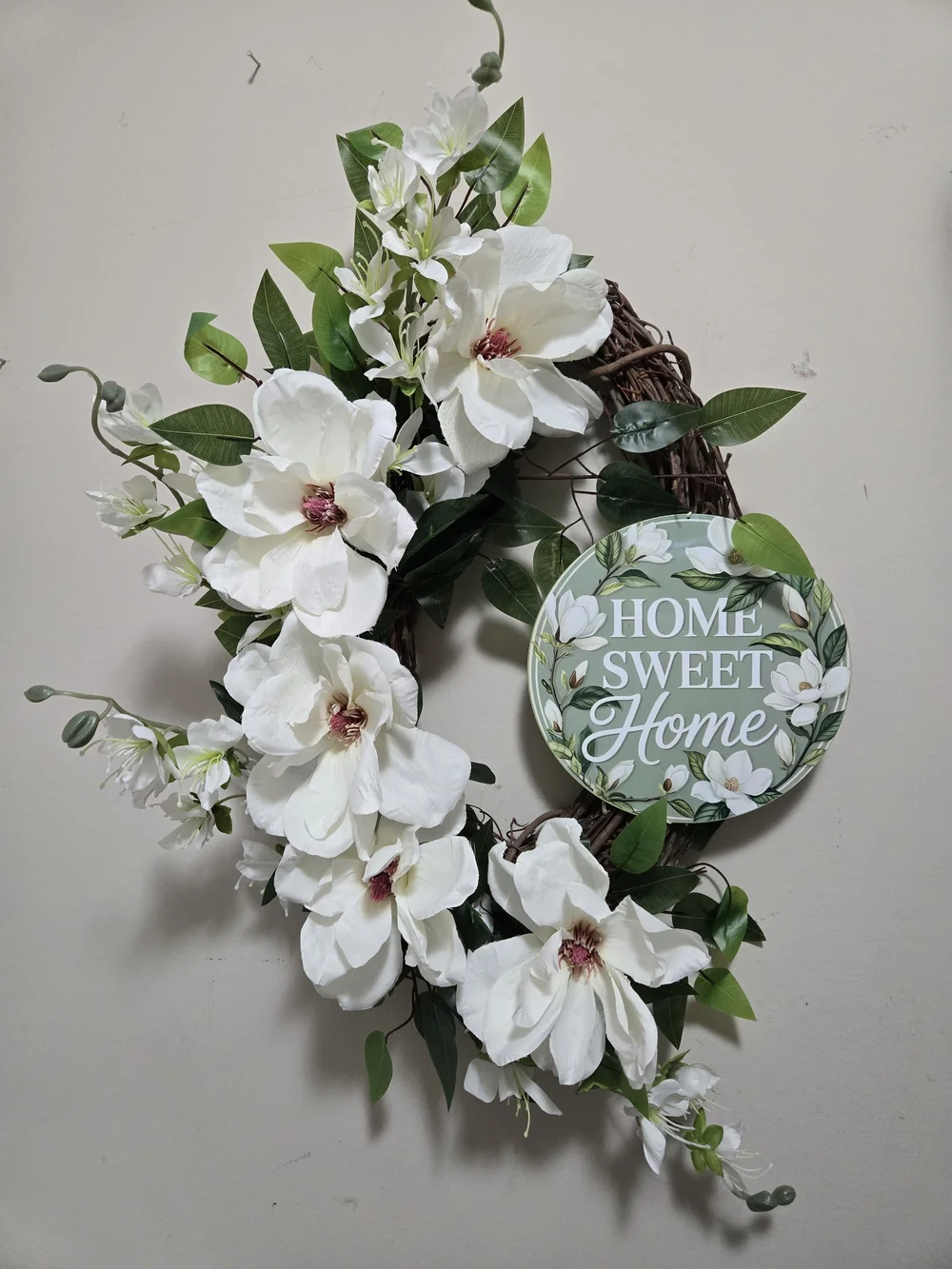 White Magnolia Home Sweet Home Wreath